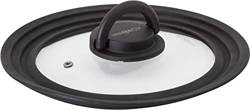 BRUNNER 0806107N Uniwersalna szklana pokrywa z krawędzią silikonową, odporna na hałas, obudowa trójkąt do garnków/patelni o średnicy 20/18 / 16 Cm