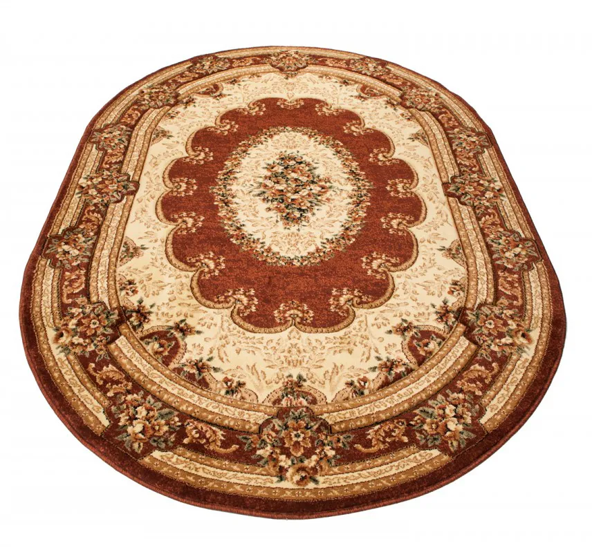 Brązowy owalny dywan w klasycznym stylu N2-W63