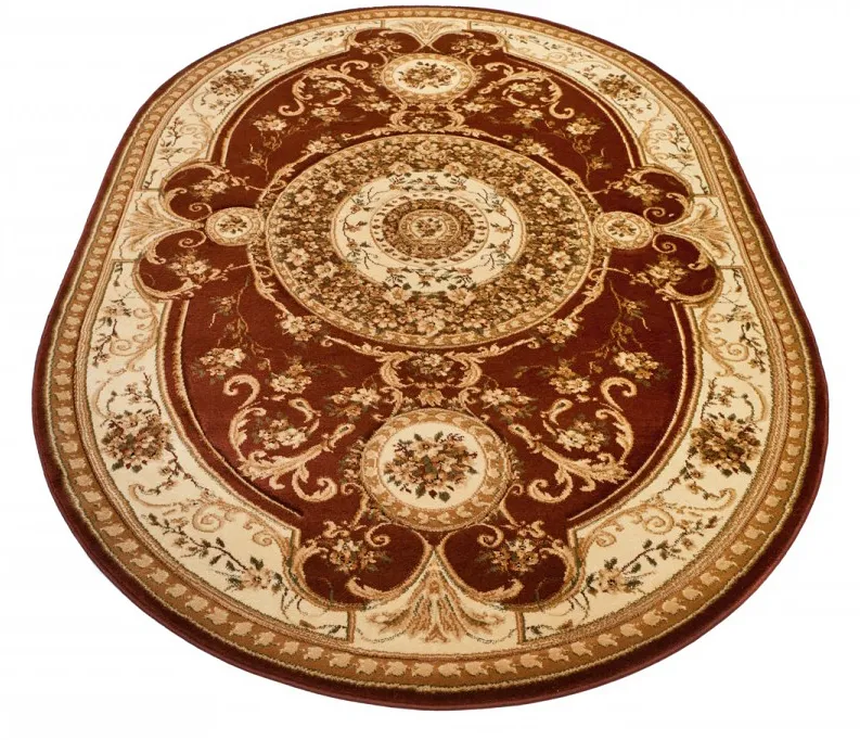 Klasyczny owalny dywan w kolorze brązowym T8-D86