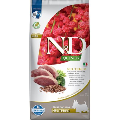 Farmina N&D Quinoa Dog Neutere Adult Mini duck broccoli & asparagus 7 kg