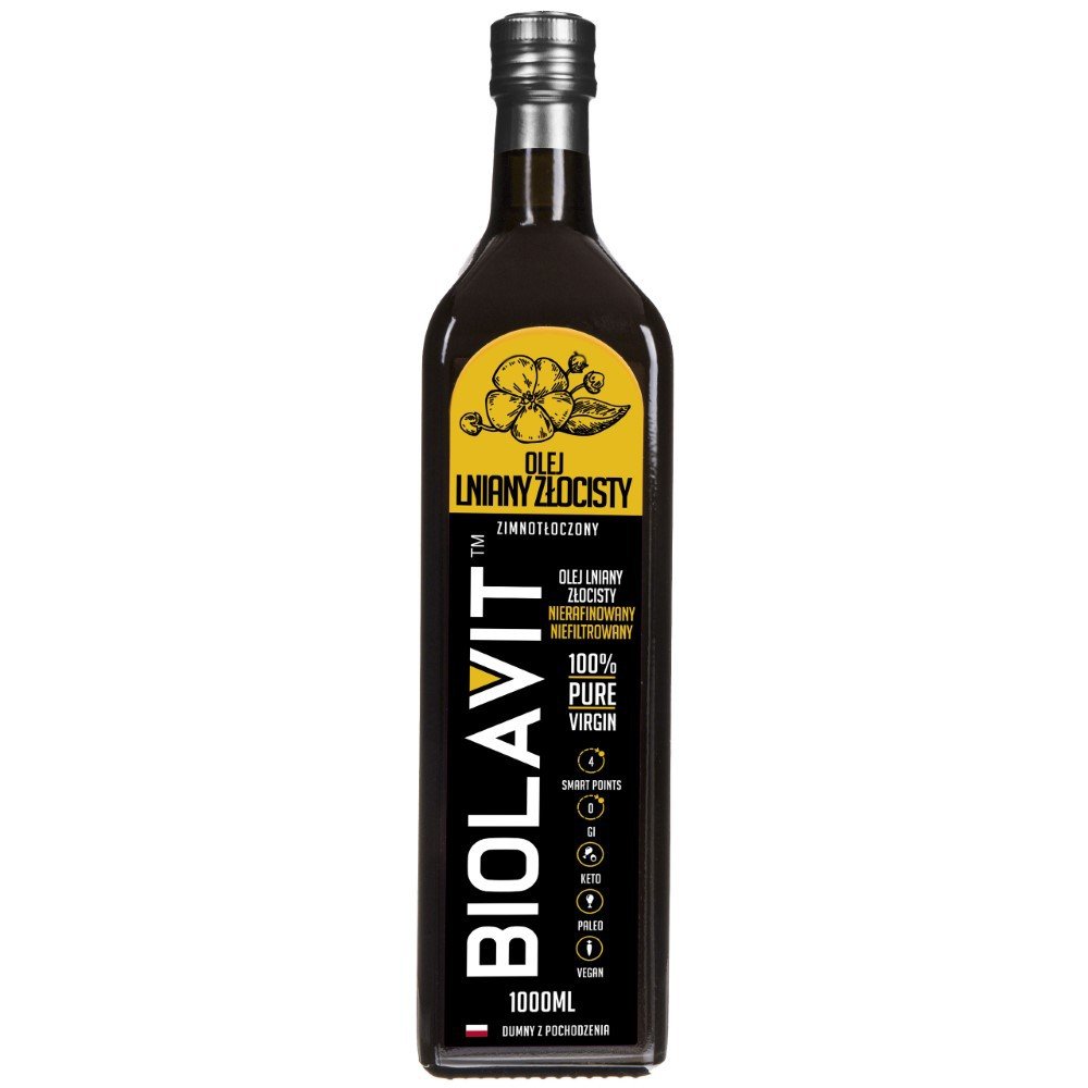 Biolavit Olej lniany złocisty zimnotłoczony - 1000 ml