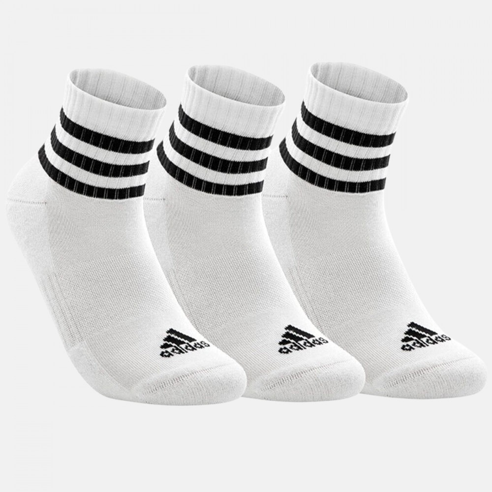 Skarpety Adidas Bawełniane 3 Paski Komplet 3 Pary Białe HT3456