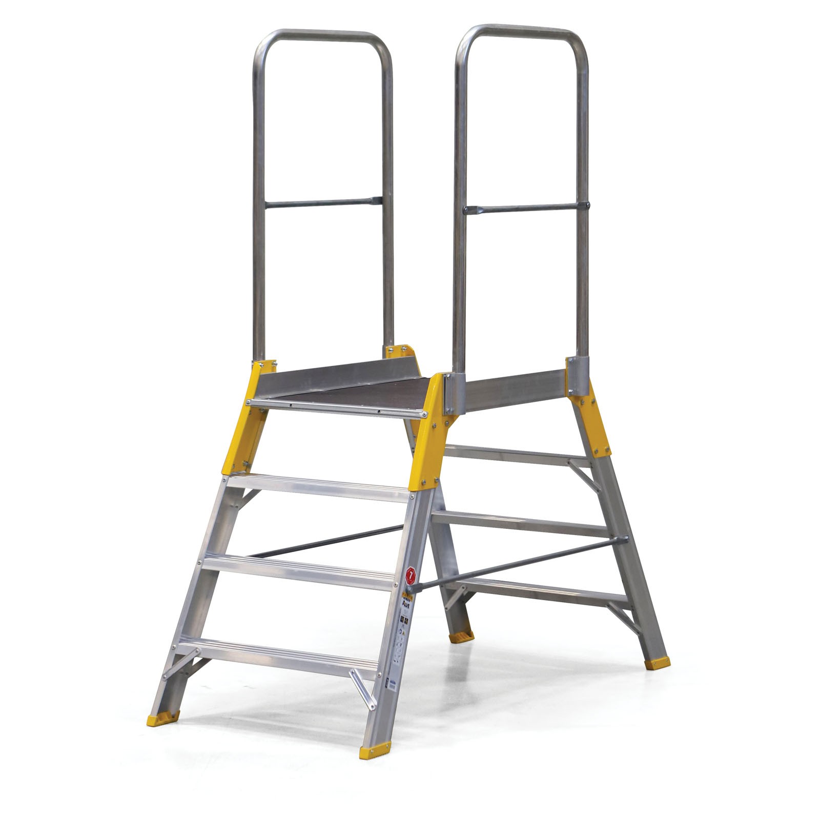 Mostek aluminiowy, drabina z platformą, obustronny ALVE FORTE, 2x4 stopni, wysokość platformy 0,83 m