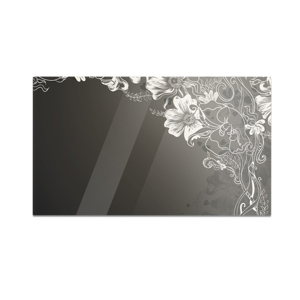 Szklana deska do krojenia HOMEPRINT Kwiaty na czarnym tle 60x52 cm