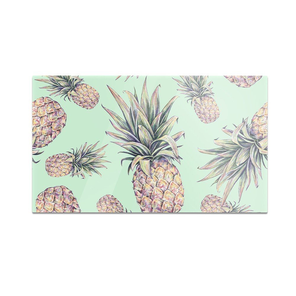 Szklana deska do krojenia HOMEPRINT Ananasy na miętowym tle 60x52 cm