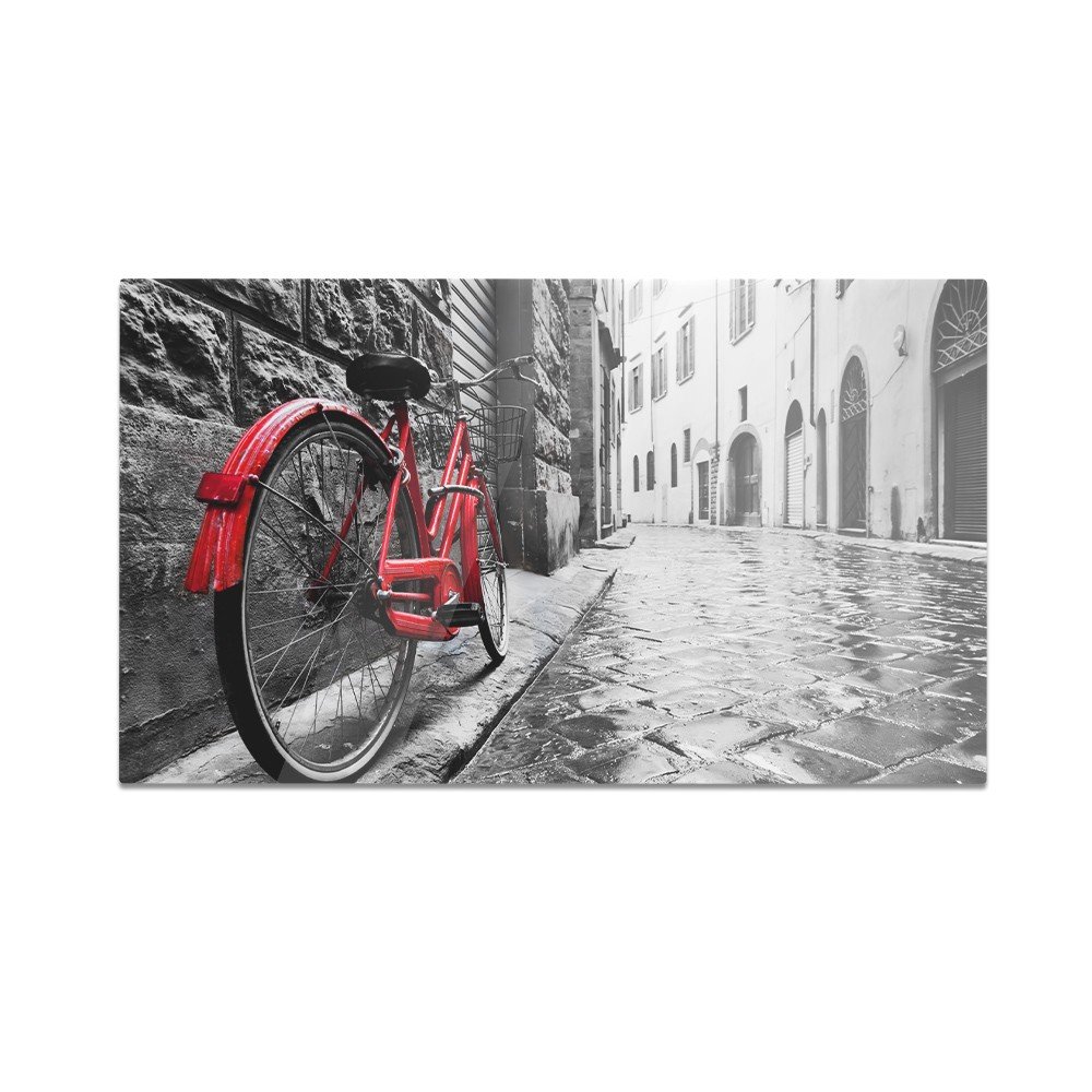 Szklana deska do krojenia HOMEPRINT Czerwony rower na ulicy 60x52 cm