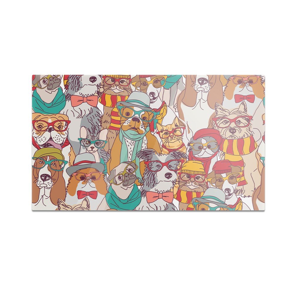 Szklana deska do krojenia HOMEPRINT Pies, kot w okularach 60x52 cm