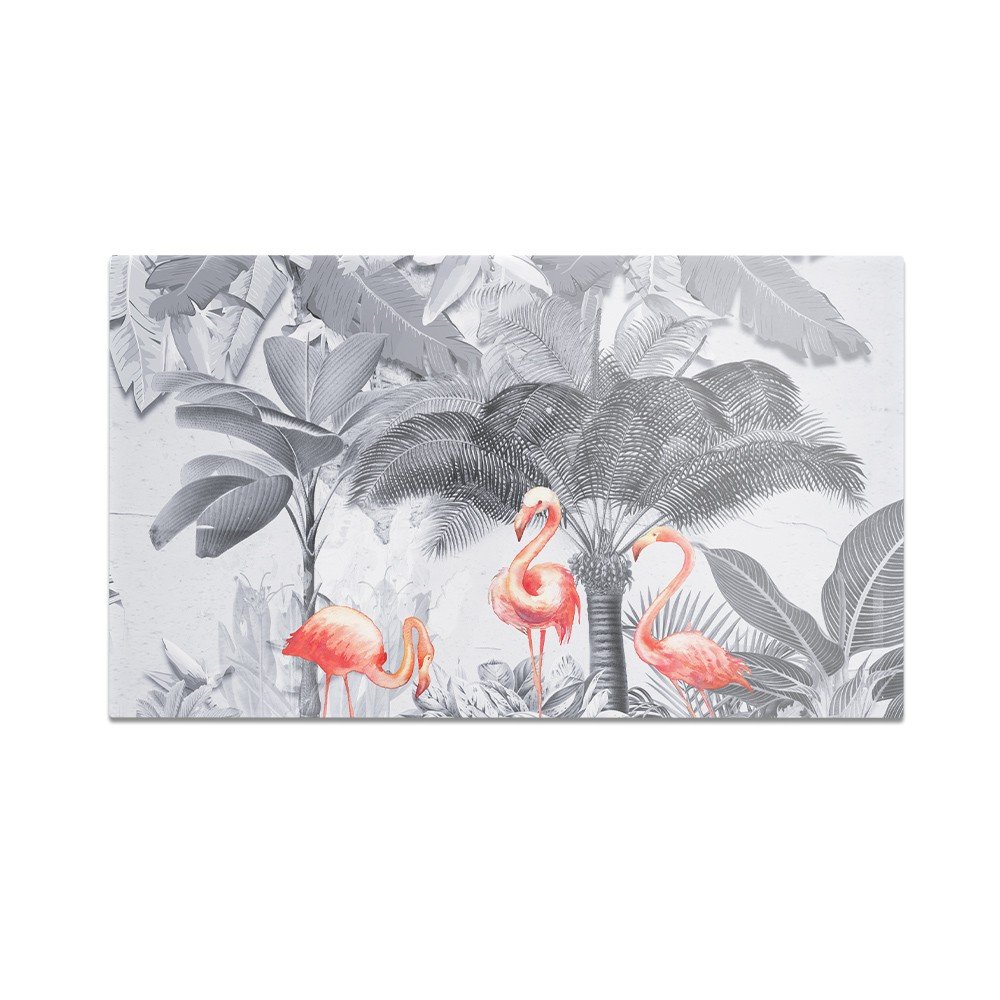 Szklana deska do krojenia HOMEPRINT Flamingi na szarym tle 60x52 cm