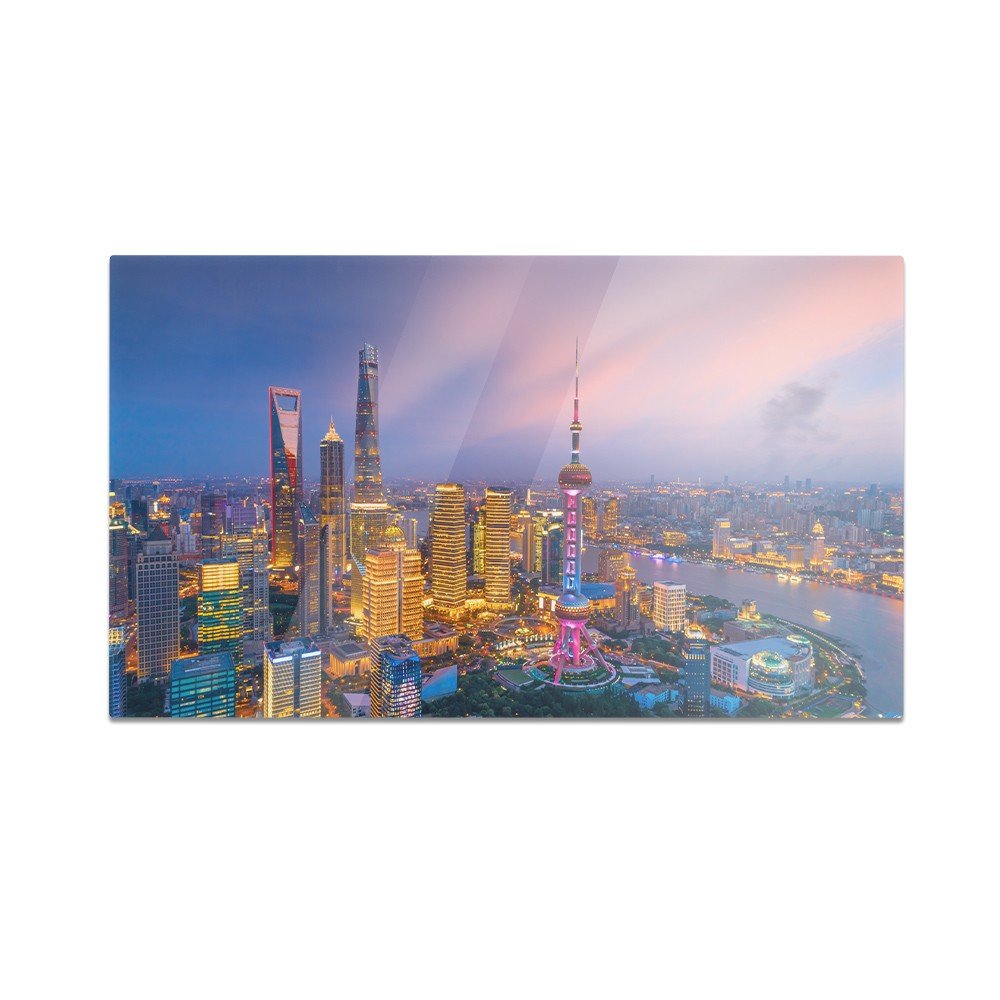 Szklana deska do krojenia HOMEPRINT Panorama Szanghaju, Chiny. 60x52 cm