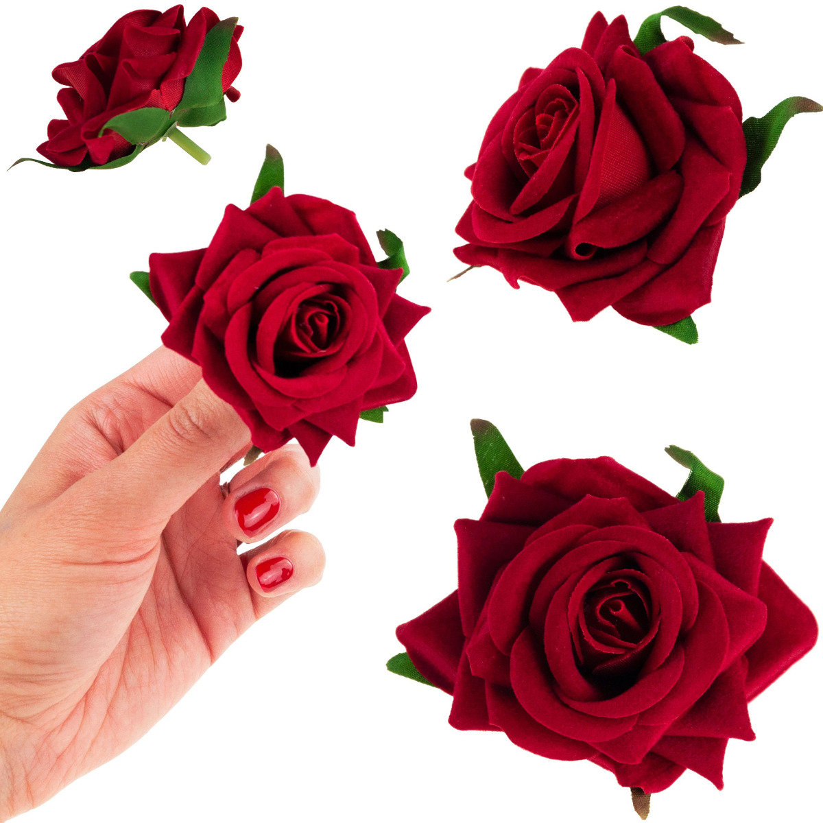 Róża Czerwona Welurowa Główka Kwiatowa Wyrobowa