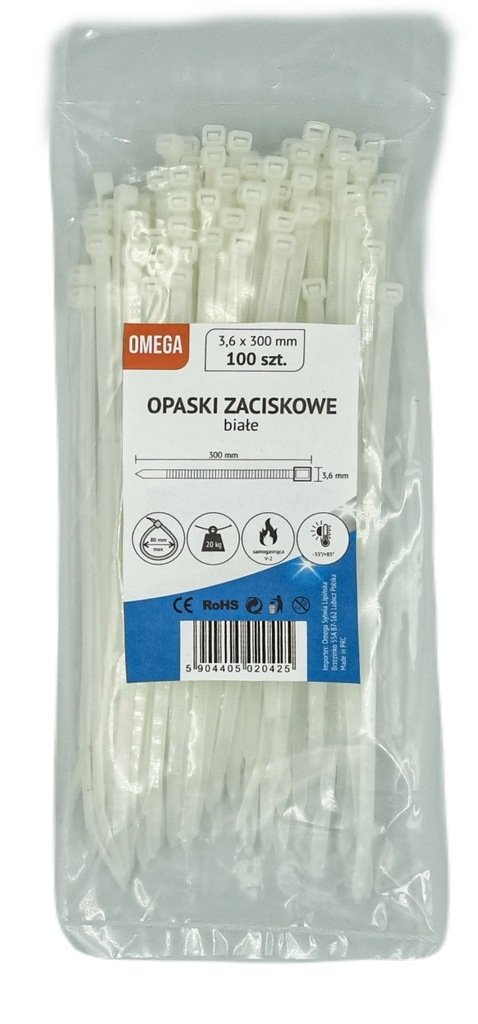 OPASKI TRYTKI ZACISKOWE KABLOWE BIAŁE 3,6X300