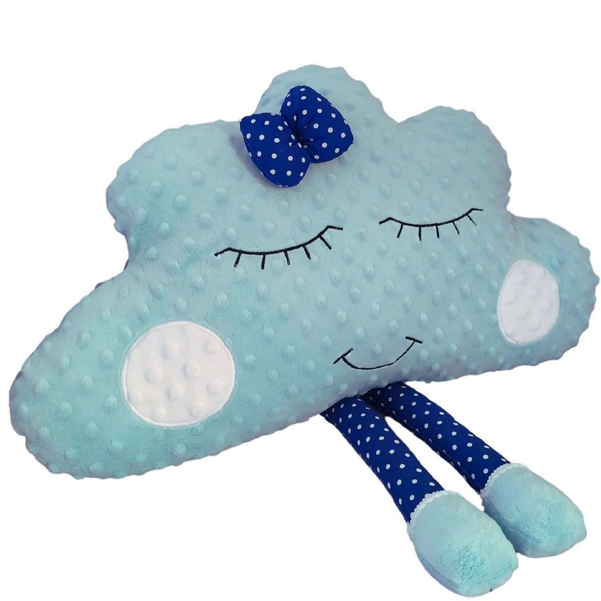 Niebieska poduszka chmurka: Magiczna miękkość i urok w jednym.