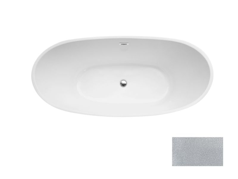 Besco Ayla Glam Wanna wolnostojąca 170x80 cm biały połysk/srebrny + syfon z przelewem chrom WA-170-AYSR - odbiór osobisty: Kraków, Warszawa