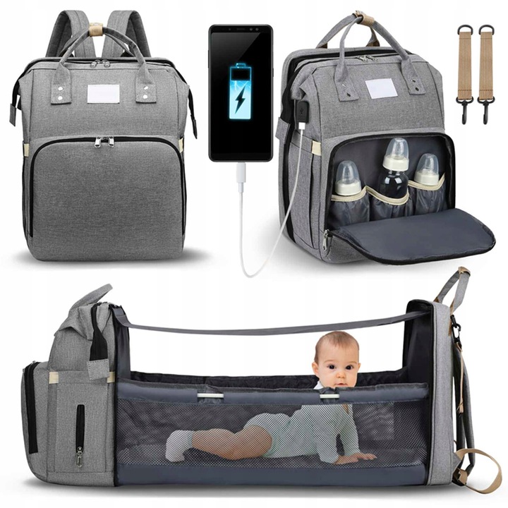Łóżeczko Turystyczne Plecak składany Łóżko Torba Kojec Usb Organizer 5w1