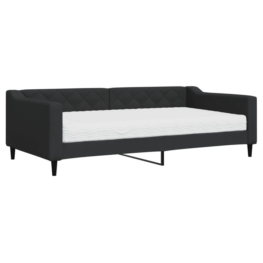 Sofa z materacem do spania, czarna, 100x200 cm, tkanina Lumarko!