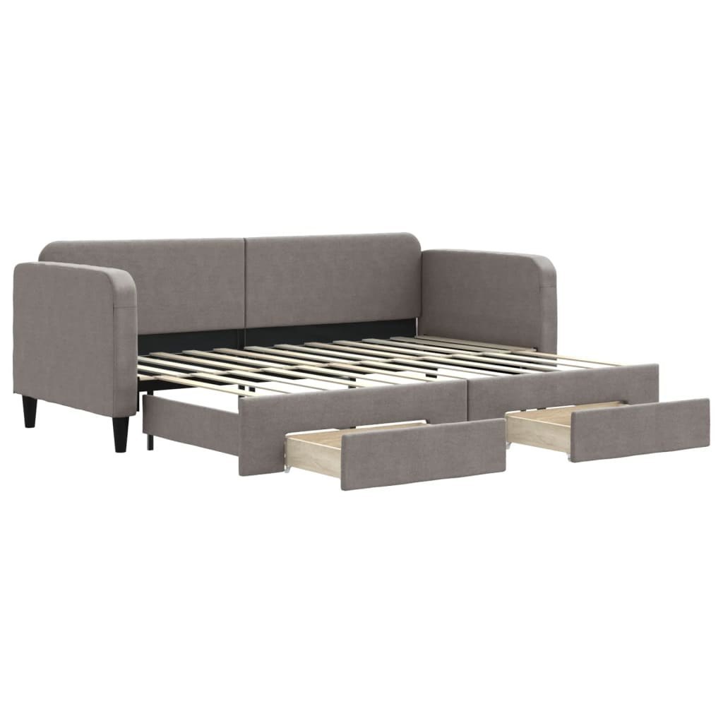 Sofa rozsuwana z szufladami, taupe, 80x200 cm, tkanina Lumarko!