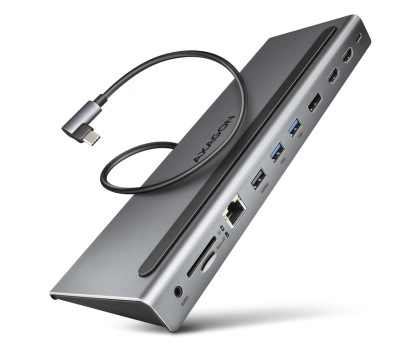 Axagon Wieloportowy hub USB 5Gbps, 3x USB-A, 2x HDMI + DP + GLAN,