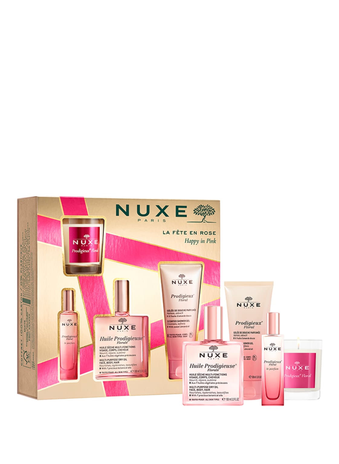 Фото - Інша косметика Nuxe Happy In Pink zestaw Suchy olejek 100 ml + żel pod prysznic 100 ml + 