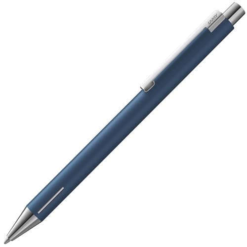 LAMY econ długopis 240 ze stali nierdzewnej z matowym indygo i charakterystycznie zakrzywionym klipem, w zestawie wkład o dużej pojemności M 16 czarny szerokość kreski M