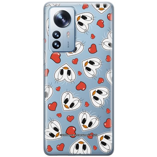 ERT GROUP etui na telefon Xiaomi 12 / 12X, case oryginalny i oficjalnie licencjonowany przez Looney Tunes, wzór Tweety 018, optymalnie dopasowane, plecki z TPU częściowo przeźroczyste