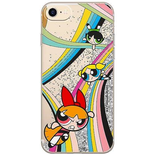 ERT GROUP etui na telefon Apple Iphone 7/8/ SE 2/ SE 3, case oryginalny i oficjalnie licencjonowany przez The Powerpuff Girls, wzór The Powerpuff Girls 020, z efektem płynnego brokatu