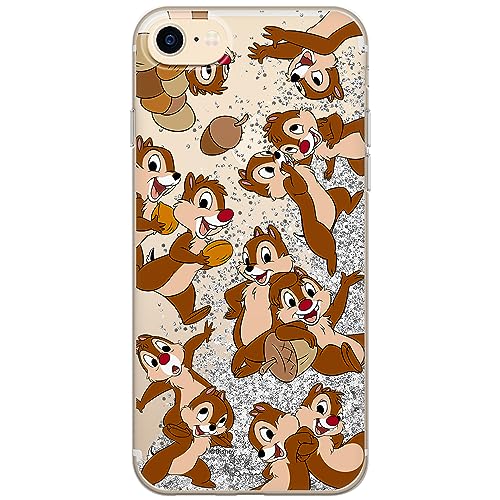 ERT GROUP etui na telefon Apple Iphone 7/8/ SE 2/ SE 3, case oryginalny i oficjalnie licencjonowany przez Disney, wzór Chip & Dale 004, optymalnie dopasowane, z efektem płynnego brokatu