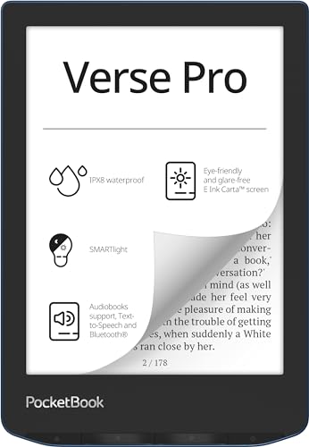 PocketBook Czytnik e-booków 'Verse Pro' (wersja niemiecka) 16 GB pamięci, IPX8, Bluetooth, wyświetlacz E-Ink Carta 15,2 cm (6 cali) - Azure