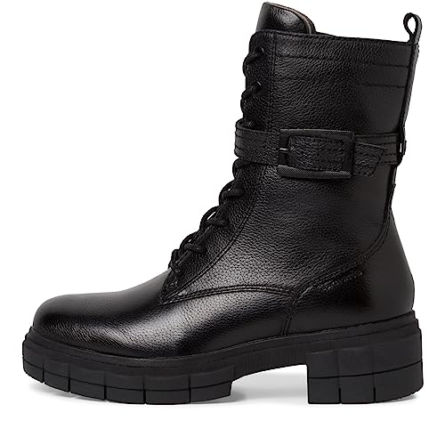 Tamaris Comfort Damskie buty 8-85213-41, skórzane, Comfort Fit, wymienna wkładka, sportowe buty na co dzień, buty z dekoracją, botki, Czarna papka, 37 EU Weit