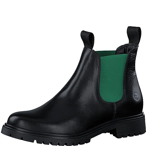 Tamaris Damskie 1-1-25070-41 modne kozaki, BLK LEA./zielone, 36 EU, Blk Lea Green, 36 EU