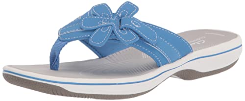 Clarks Brinkley Flora klapki damskie, Niebieski materiał syntetyczny, 41.5 EU
