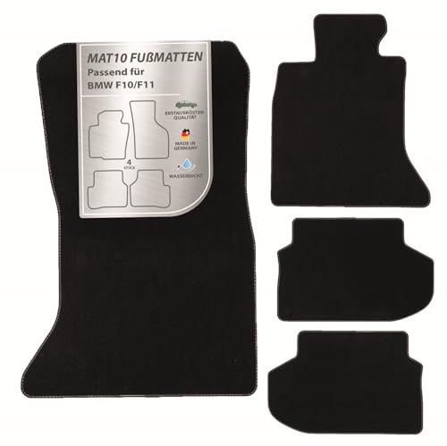 MAT 10 – BMW serii 5 F10/F11 dywaniki z weluru | 4-częściowy zestaw dywaników samochodowych | trwała jakość oryginalnego wyposażenia Made in Germany | BMW F10/F11 (rok produkcji 2013-2017)