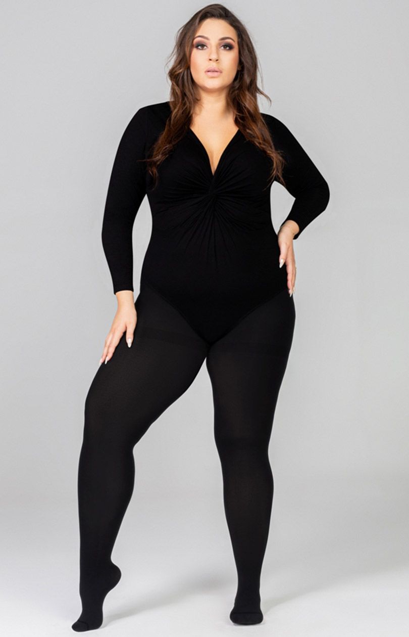 Gładkie rajstopy damskie plus size Elisabeth 70 DEN 3D, Kolor czarny (onyx), Rozmiar 5, Mona Queen Size - Primodo.com