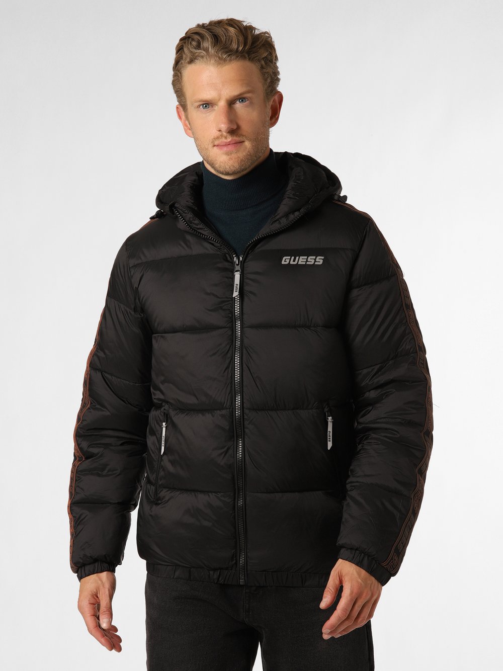 GUESS - Męska kurtka pikowana, czarny