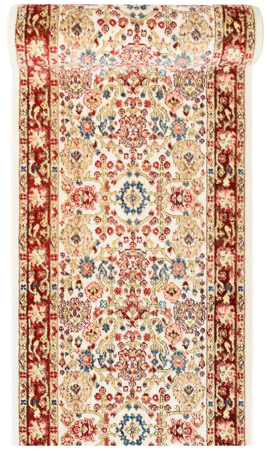 Kremowy wzorzysty chodnik na metry w stylu retro P7-L99