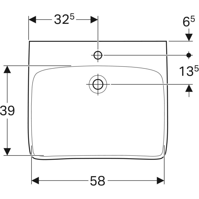 Umywalka Selnova Comfort B60 cm, H15 cm, T55 cm, bez przelewu, z otworem na baterię ,dla niepełnosprawnych