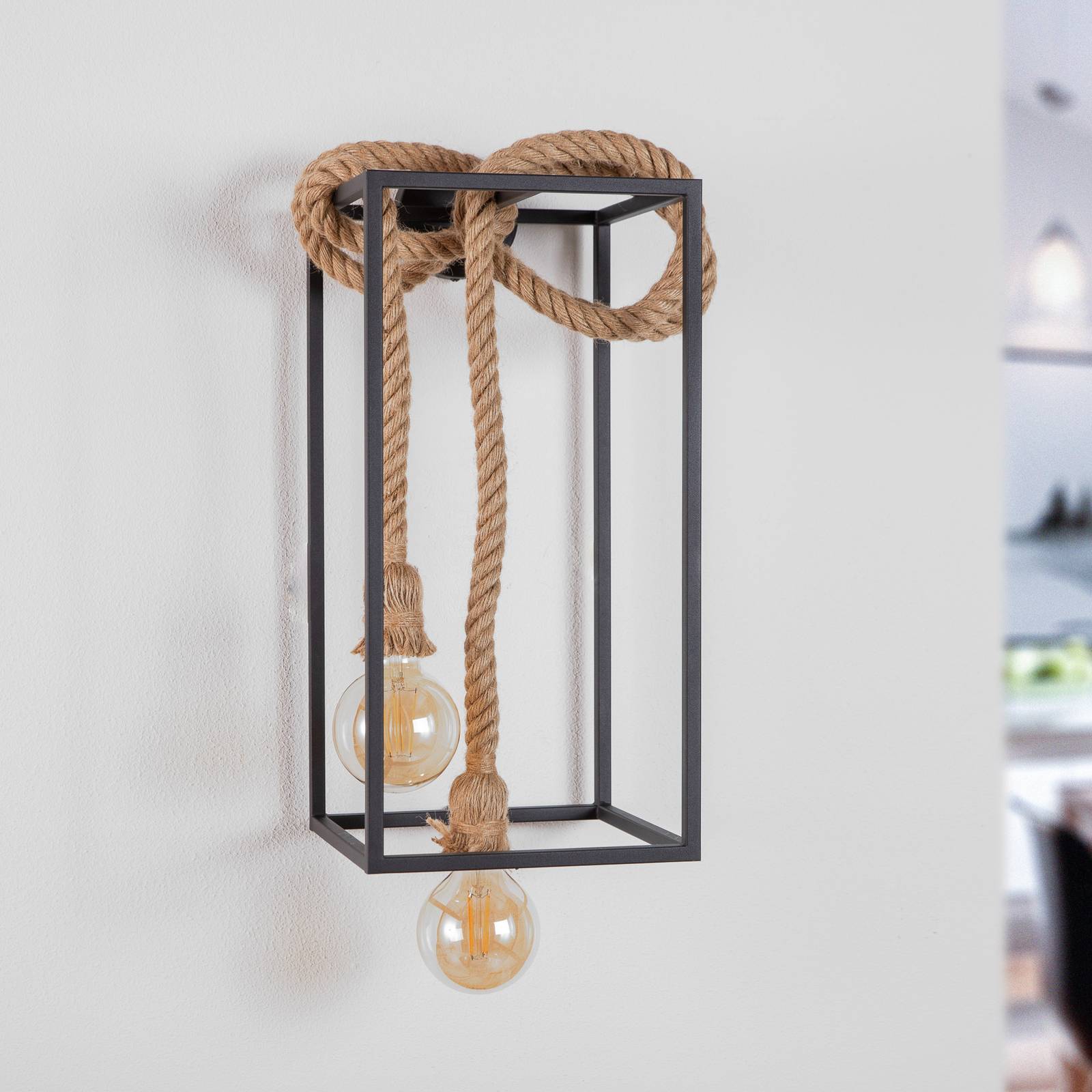 Designerski kinkiet Lucande Vlados, klatka, 54 cm
