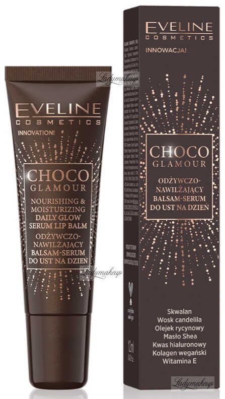 Eveline Cosmetics - CHOCO GLAMOUR - Nourishing & Moisturising Daily Glow Serum Lip Balm - Odżywczo-nawilżający balsam-serum do ust na dzień - 12 ml