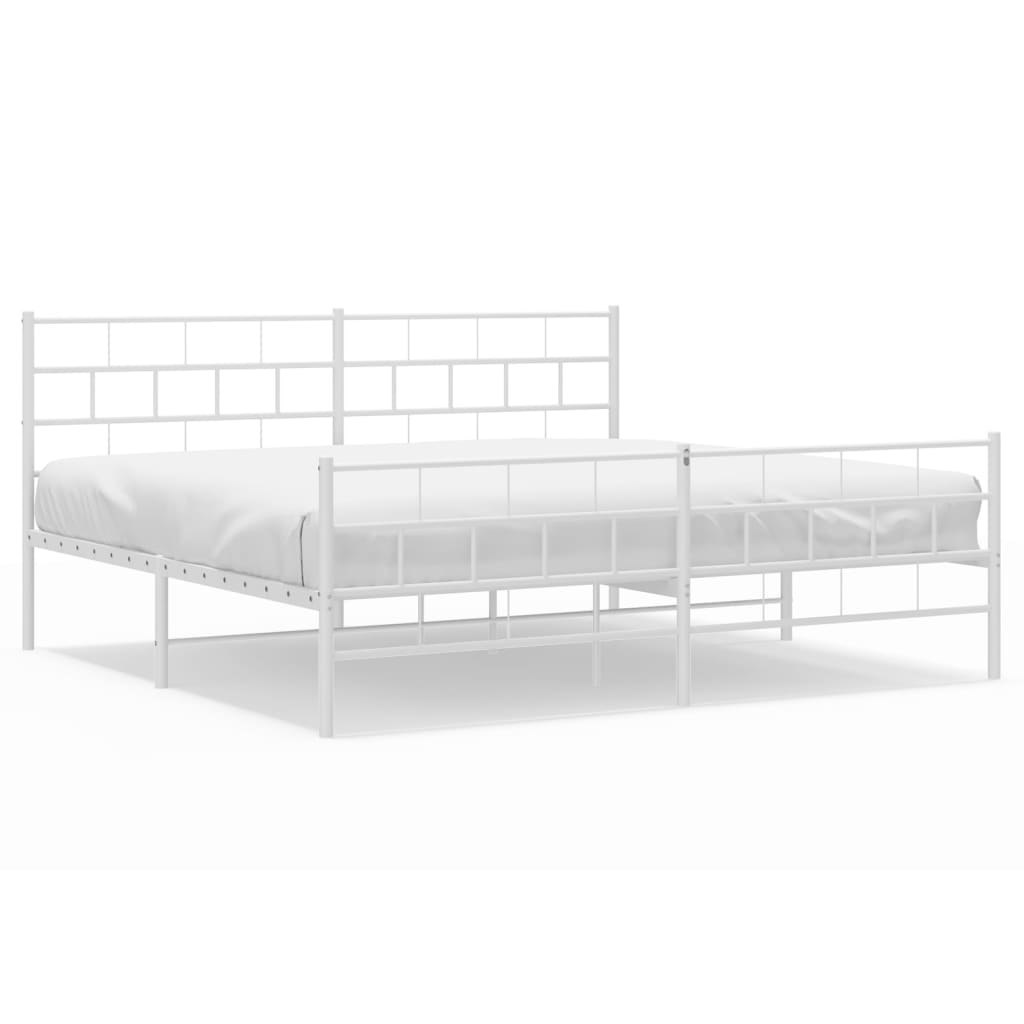 Metalowa rama łóżka z wezgłowiem i zanóżkiem, biała, 183x213 cm Lumarko!