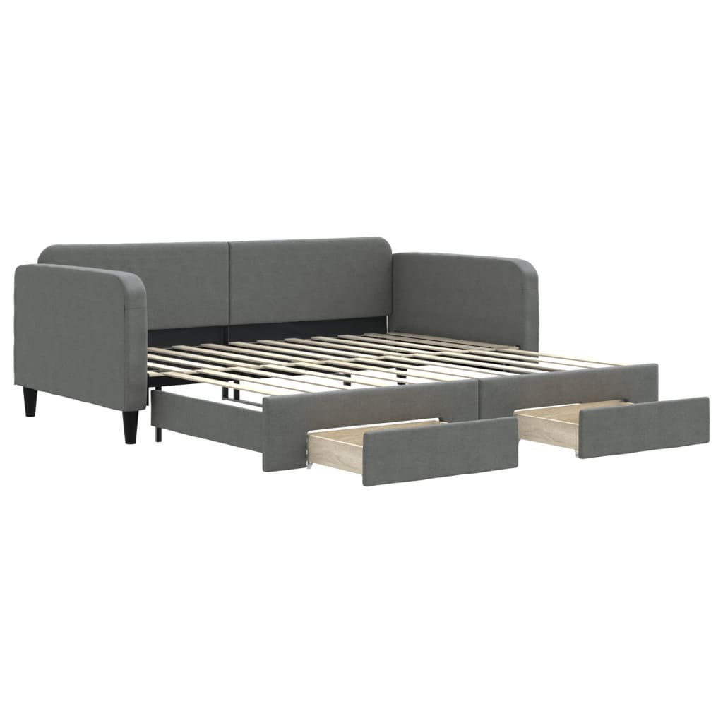 Sofa rozsuwana z szufladami, ciemnoszara, 100x200 cm, tkanina Lumarko!