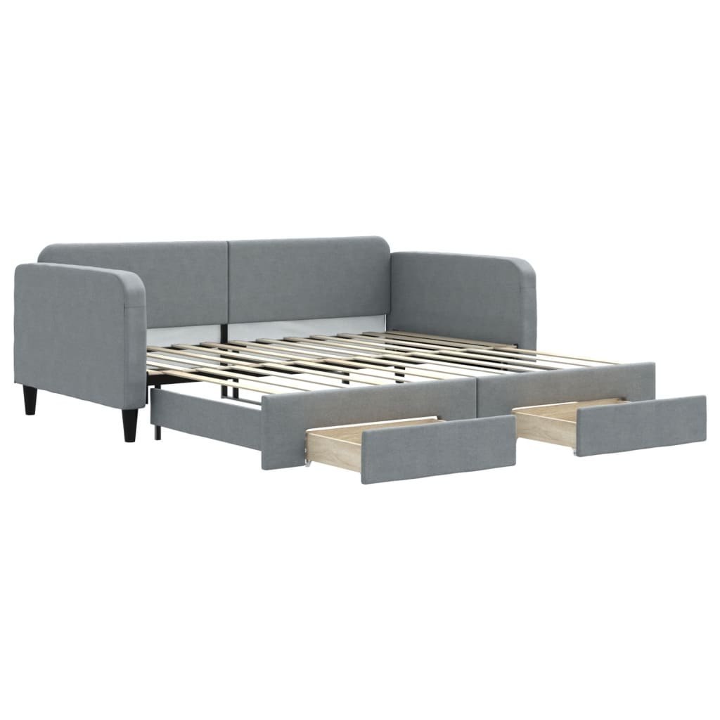 Sofa rozsuwana z szufladami, jasnoszara, 100x200 cm, tkanina Lumarko!