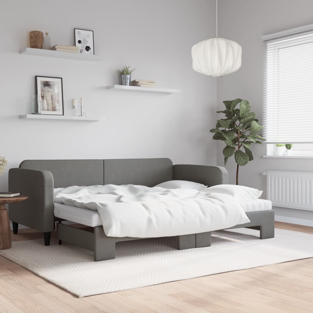 Sofa rozsuwana z materacami, ciemnoszara, 90x190 cm, tkanina Lumarko!