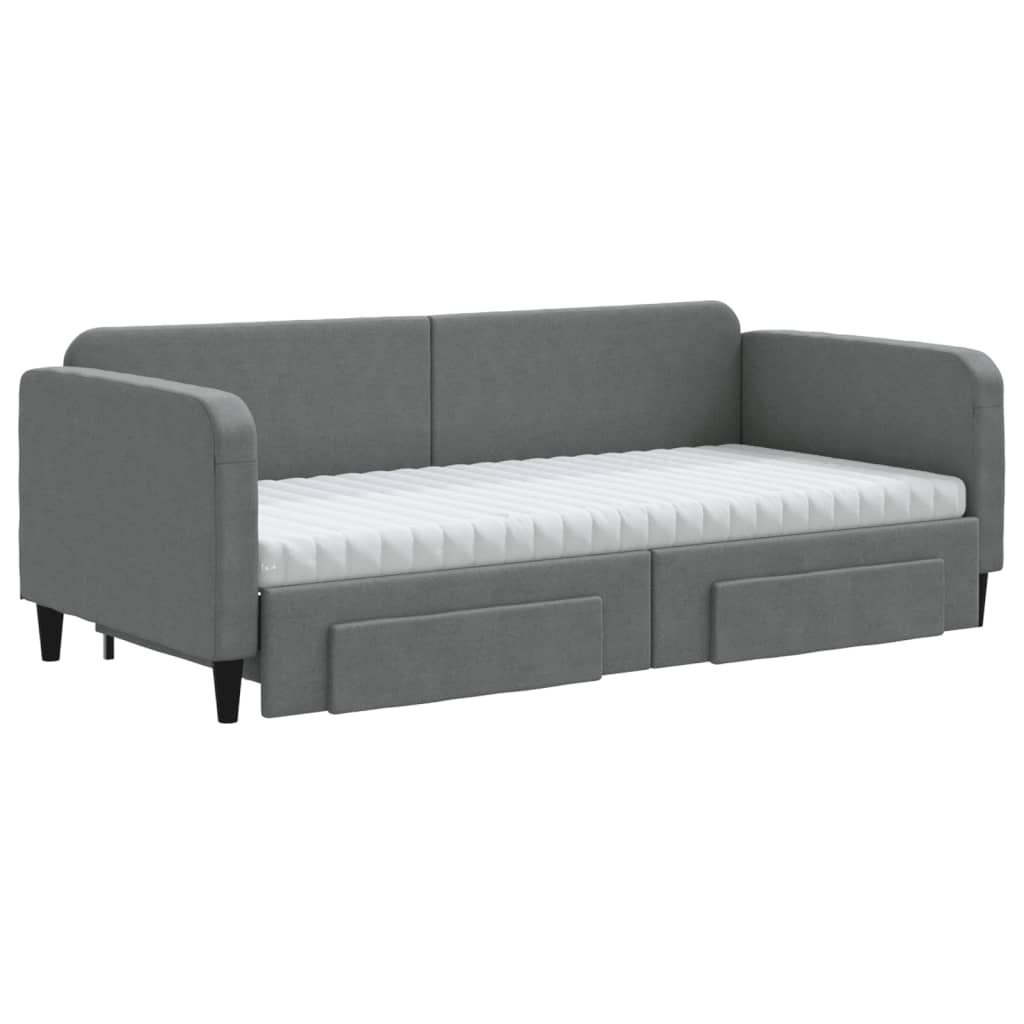 Sofa rozsuwana z szufladami, ciemnoszara, 90x190 cm, tkanina Lumarko!