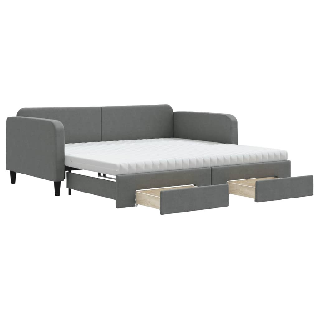 Sofa rozsuwana z szufladami, ciemnoszara, 100x200 cm, tkanina Lumarko!