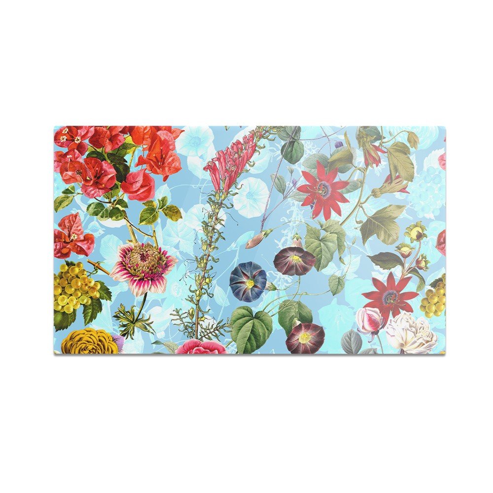 Szklana deska do krojenia HOMEPRINT Kwiaty na błękitnym tle 60x52 cm