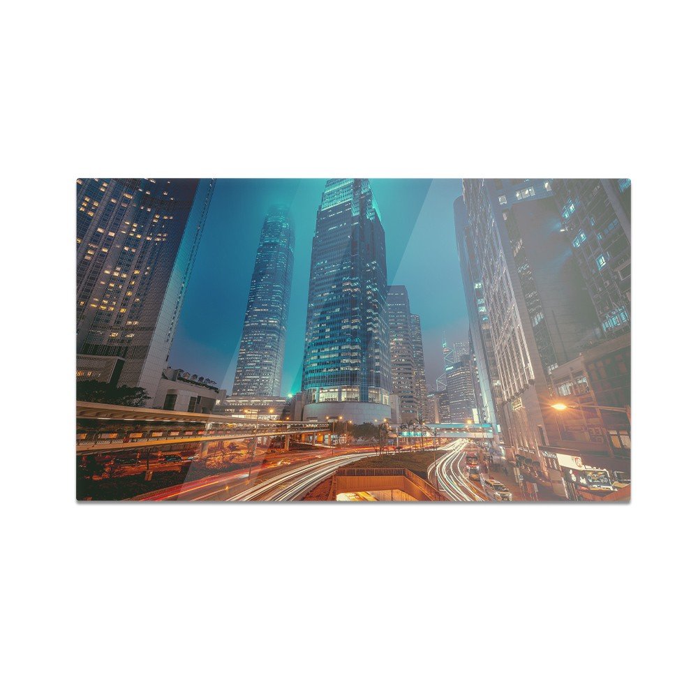Szklana deska do krojenia HOMEPRINT Nocny krajobraz Hongkongu 60x52 cm