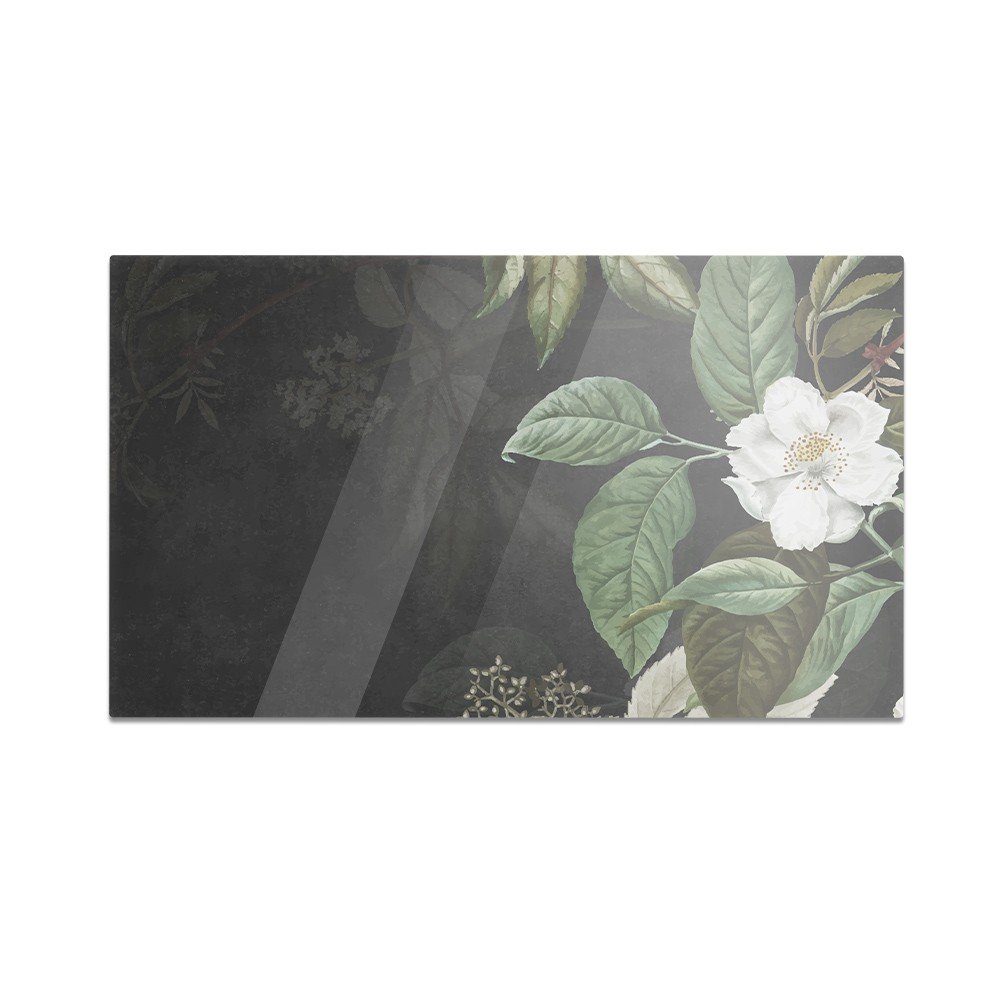 Szklana deska do krojenia HOMEPRINT Biały kwiat na ciemnym tle 60x52 cm