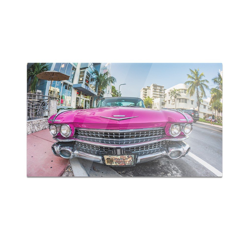 Szklana deska do krojenia HOMEPRINT Różowy cadillac 60x52 cm