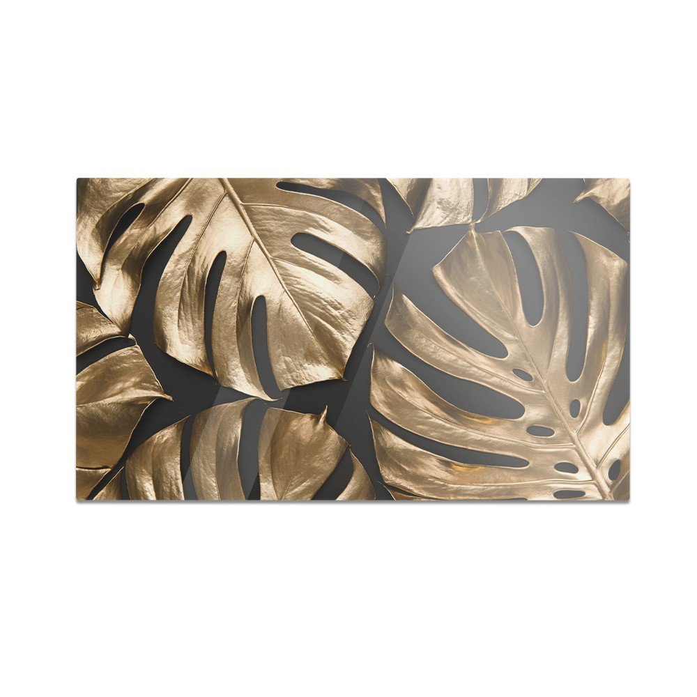 Szklana deska do krojenia HOMEPRINT Złote liście monstery 60x52 cm