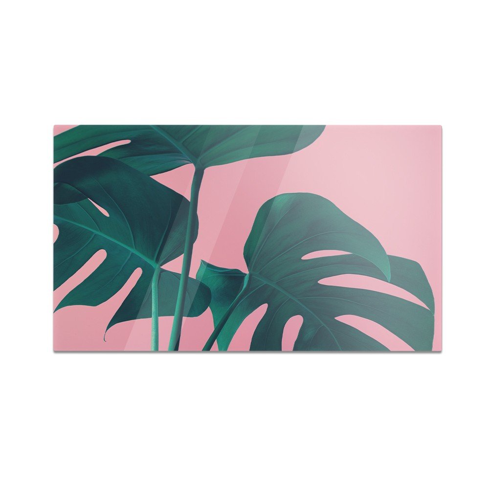 Szklana deska do krojenia HOMEPRINT Liście na różowym tle 60x52 cm