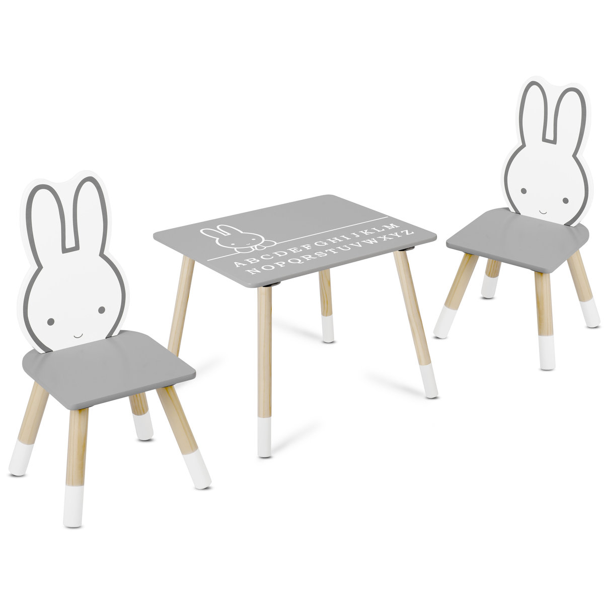 Stolik dla dzieci + 2 krzesełka, szary, zestaw, Ricokids